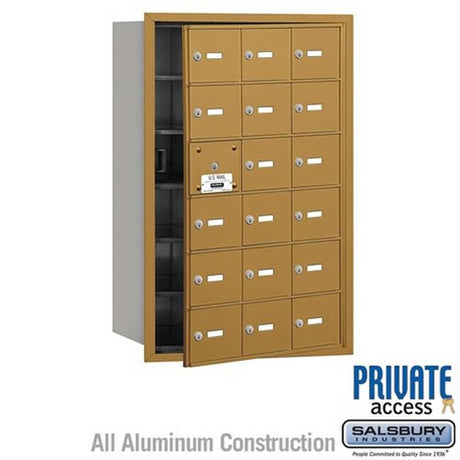 Salsbury Industries 3618GFP 3618-FP 4B+ Horizontal Mailbox 18 A Doors Front Loading Private Access Gold
