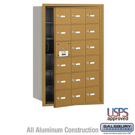 Salsbury Industries 3618GFU 3618-FU 4B+ Horizontal Mailbox 18 A Doors Front Loading USPS Access Gold