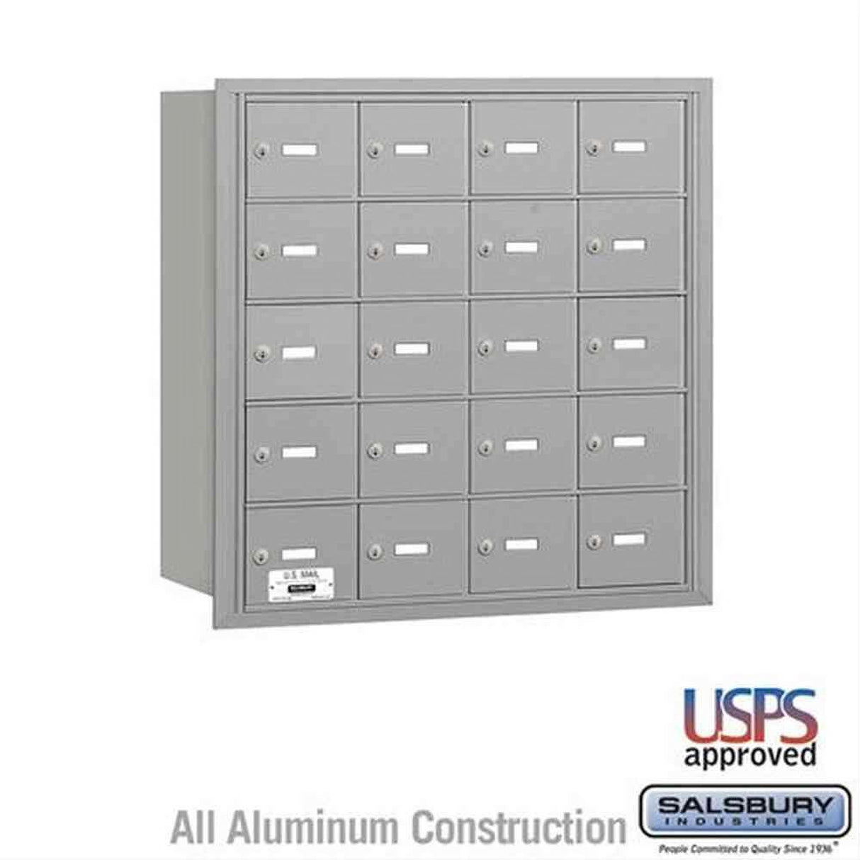 Salsbury Industries 3620ARU 3620-RU 4B+ Horizontal Mailbox 20 A Doors Rear Loading USPS Access Aluminum