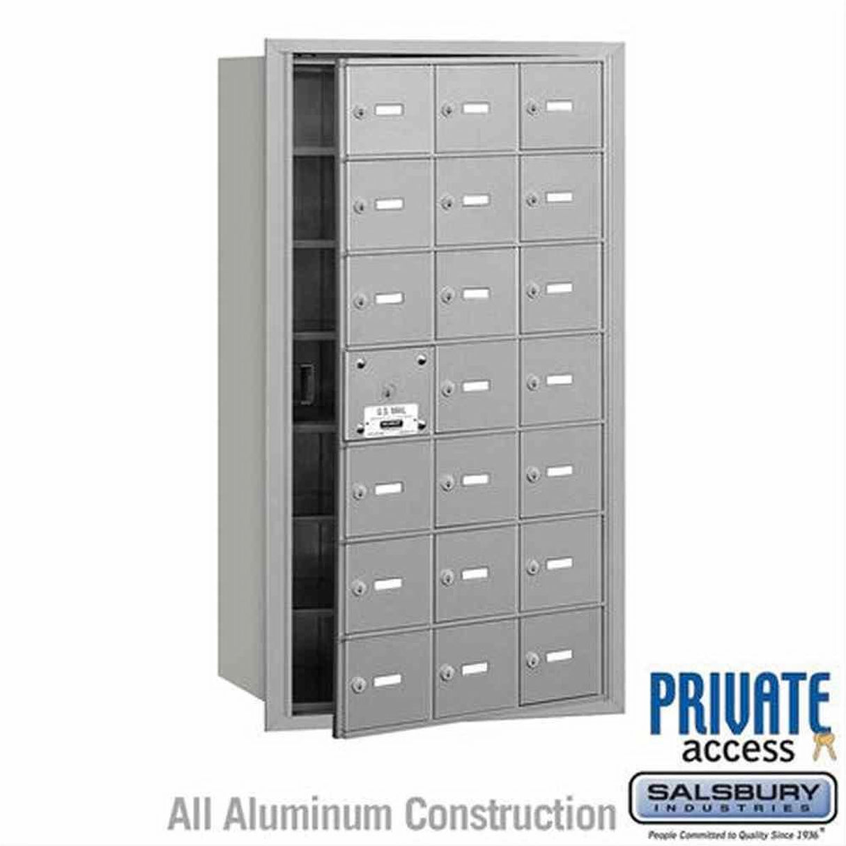 Salsbury Industries 3621AFP 3621-FP 4B+ Horizontal Mailbox 21 A Doors Front Loading Private Access Aluminum