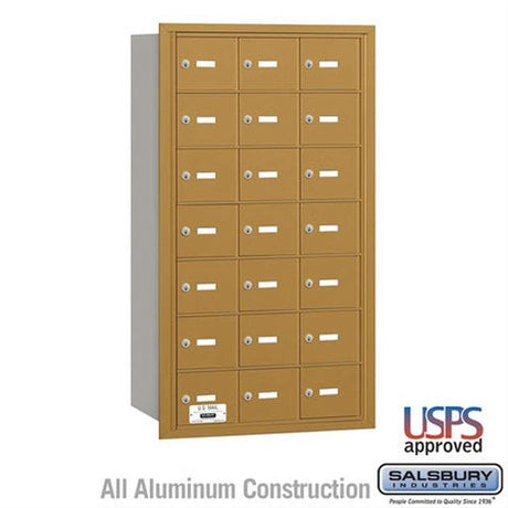 Salsbury Industries 3621GRU 3621-RU 4B+ Horizontal Mailbox 21 A Doors Rear Loading USPS Access Gold