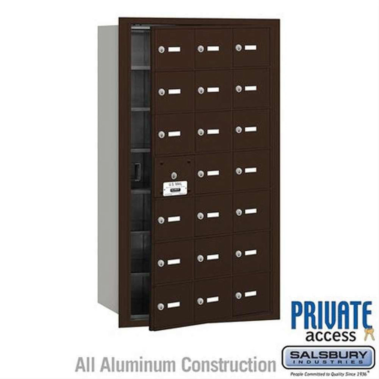 Salsbury Industries 3621ZFP 3621-FP 4B+ Horizontal Mailbox 21 A Doors Front Loading Private Access Bronze