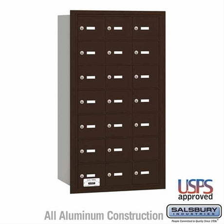 Salsbury Industries 3621ZRU 3621-RU 4B+ Horizontal Mailbox 21 A Doors Rear Loading USPS Access Bronze