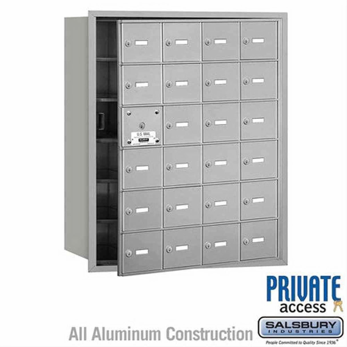 Salsbury Industries 3624AFP 3624-FP 4B+ Horizontal Mailbox 24 A Doors Front Loading Private Access Aluminum