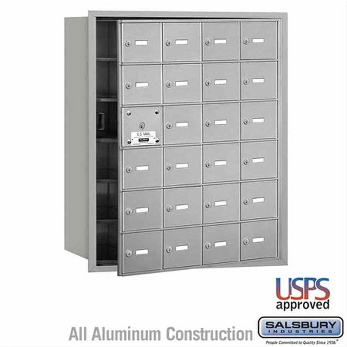 Salsbury Industries 3624AFU 3624-FU 4B+ Horizontal Mailbox 24 A Doors Front Loading USPS Access Aluminum