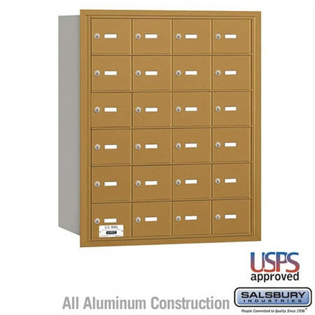 Salsbury Industries 3624GRU 3624-RU 4B+ Horizontal Mailbox 24 A Doors Rear Loading USPS Access Gold