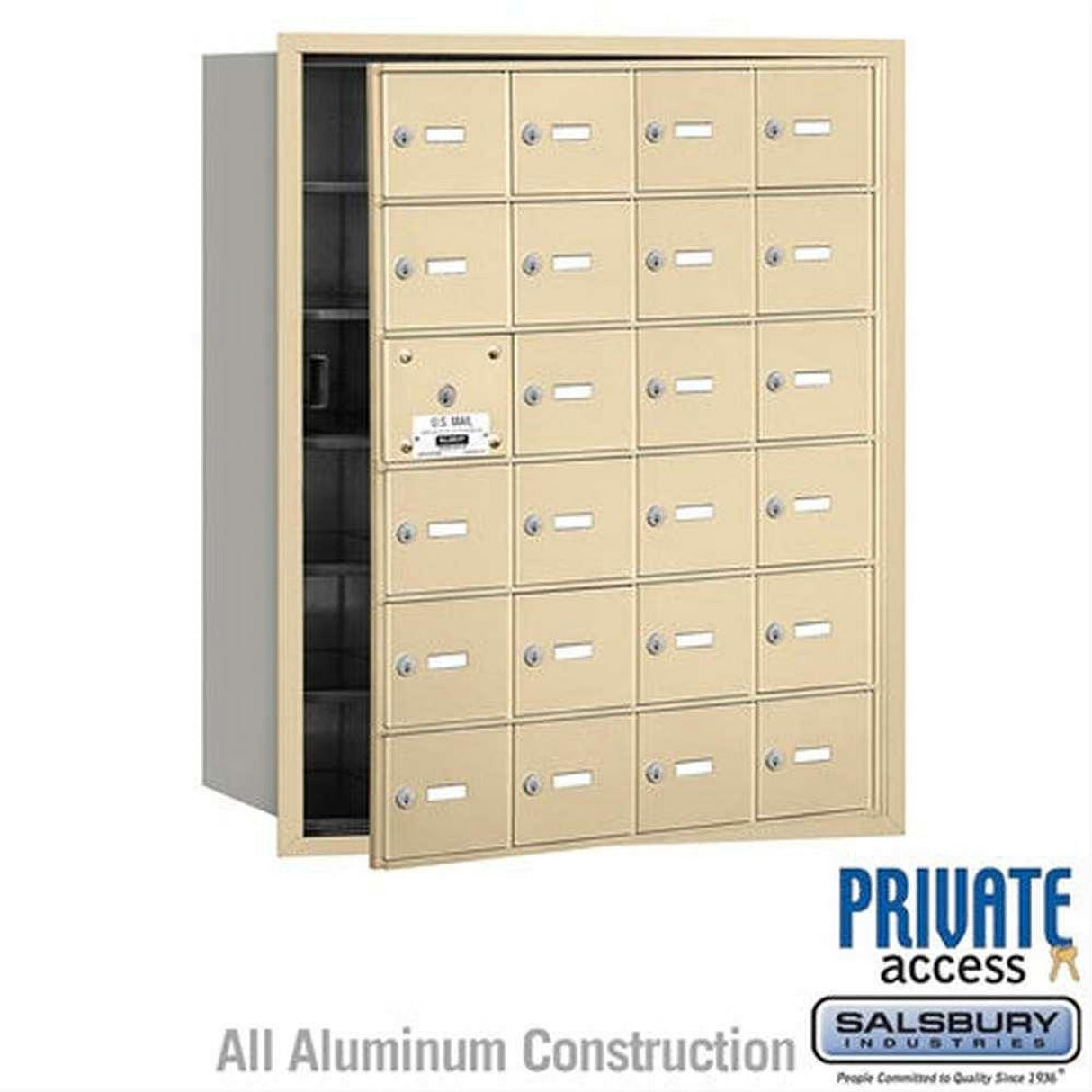 Salsbury Industries 3624SFP 3624-FP 4B+ Horizontal Mailbox 24 A Doors Front Loading Private Access Sandstone