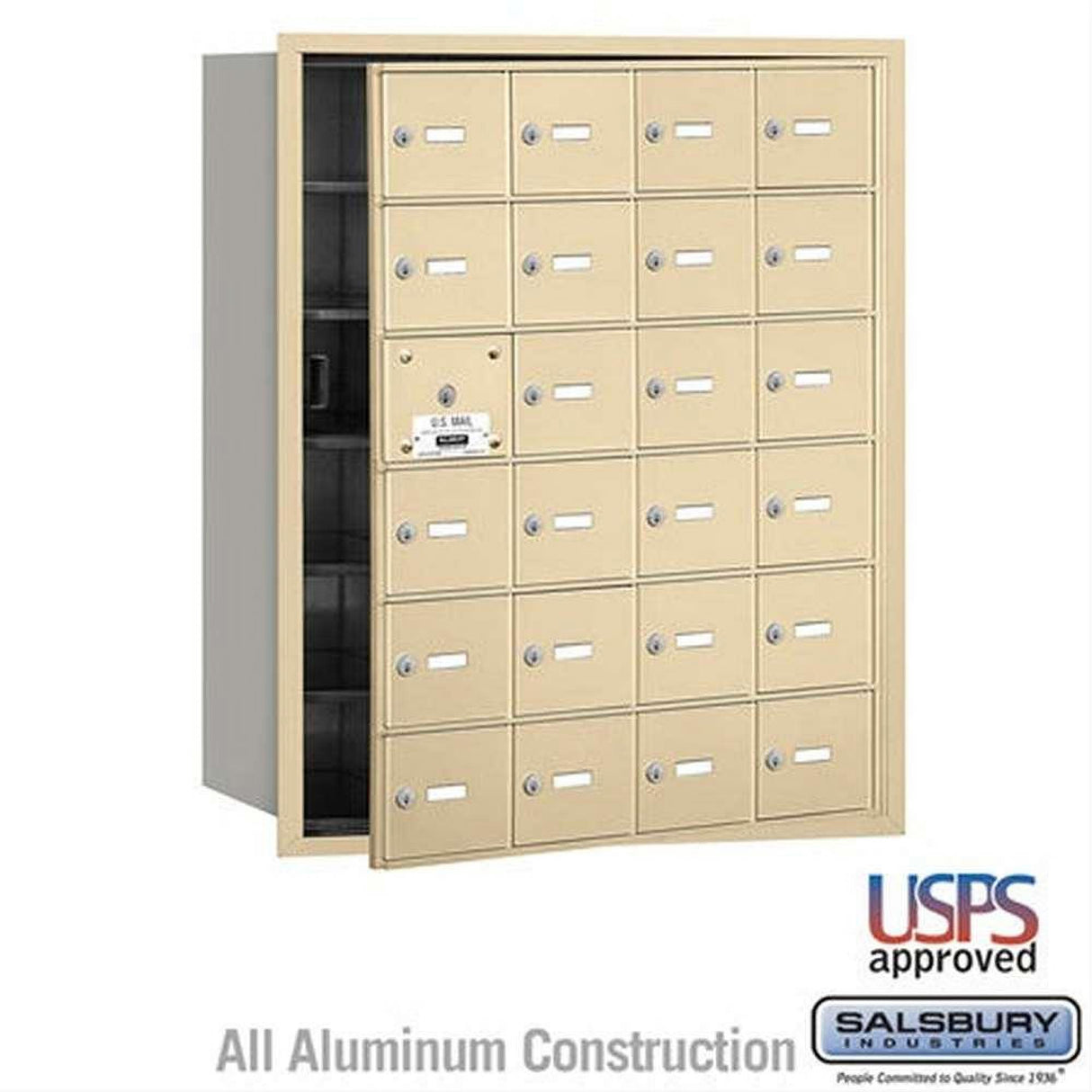Salsbury Industries 3624SFU 3624-FU 4B+ Horizontal Mailbox 24 A Doors Front Loading USPS Access Sandstone