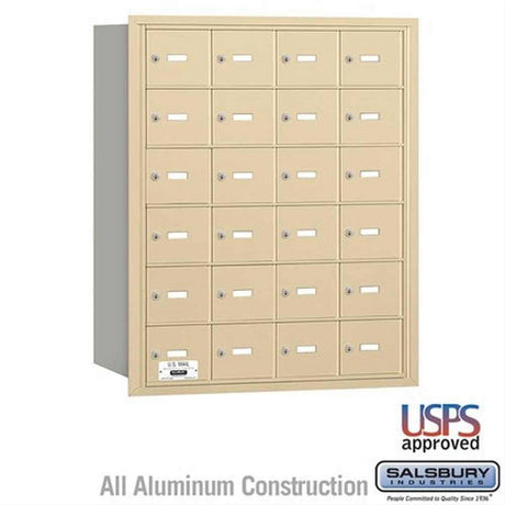 Salsbury Industries 3624SRU 3624-RU 4B+ Horizontal Mailbox 24 A Doors Rear Loading USPS Access Sandstone