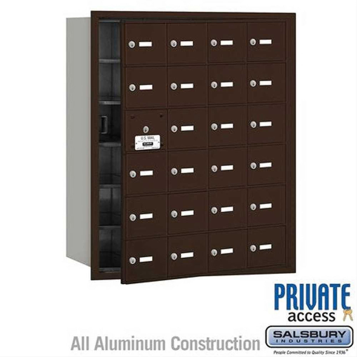 Salsbury Industries 3624ZFP 3624-FP 4B+ Horizontal Mailbox 24 A Doors Front Loading Private Access Bronze