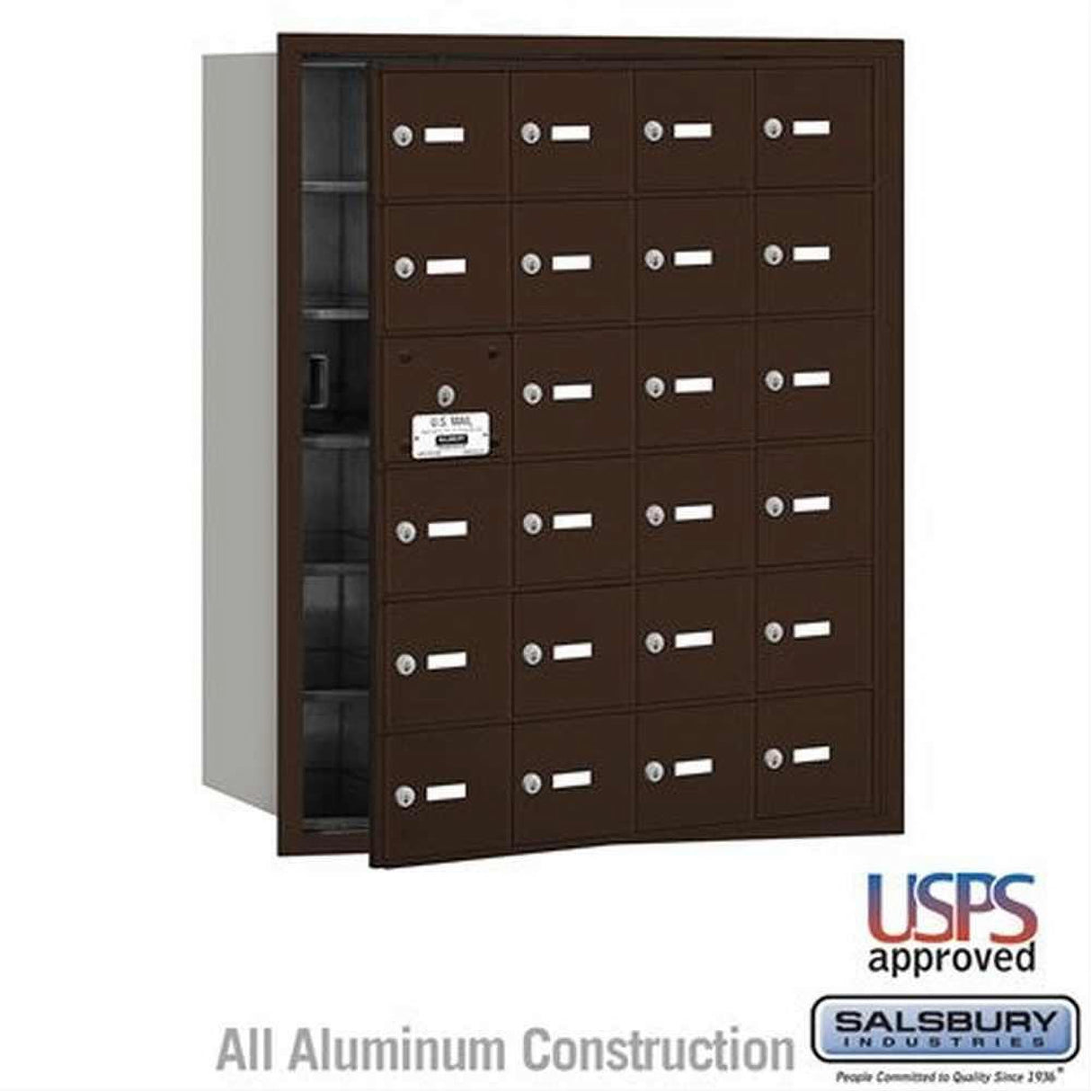 Salsbury Industries 3624ZFU 3624-FU 4B+ Horizontal Mailbox 24 A Doors Front Loading USPS Access Bronze