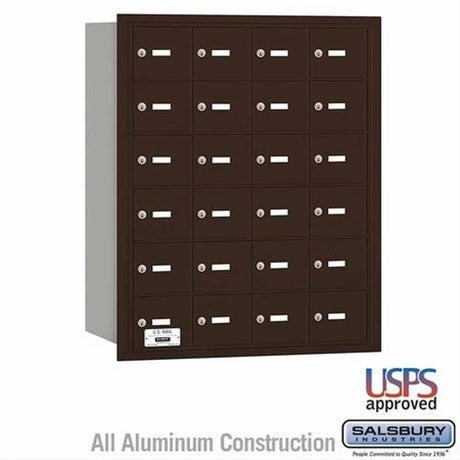 Salsbury Industries 3624ZRU 3624-RU 4B+ Horizontal Mailbox 24 A Doors Rear Loading USPS Access Bronze