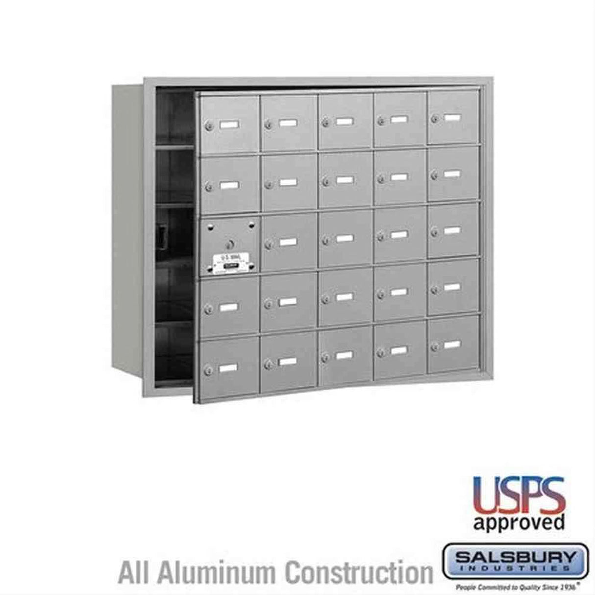 Salsbury Industries 3625AFU 3625-FU 4B+ Horizontal Mailbox 25 A Doors Front Loading USPS Access Aluminum