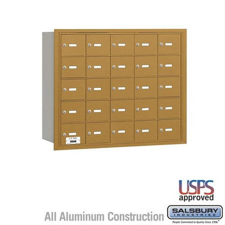 Salsbury Industries 3625GRU 3625-RU 4B+ Horizontal Mailbox 25 A Doors Rear Loading USPS Access Gold