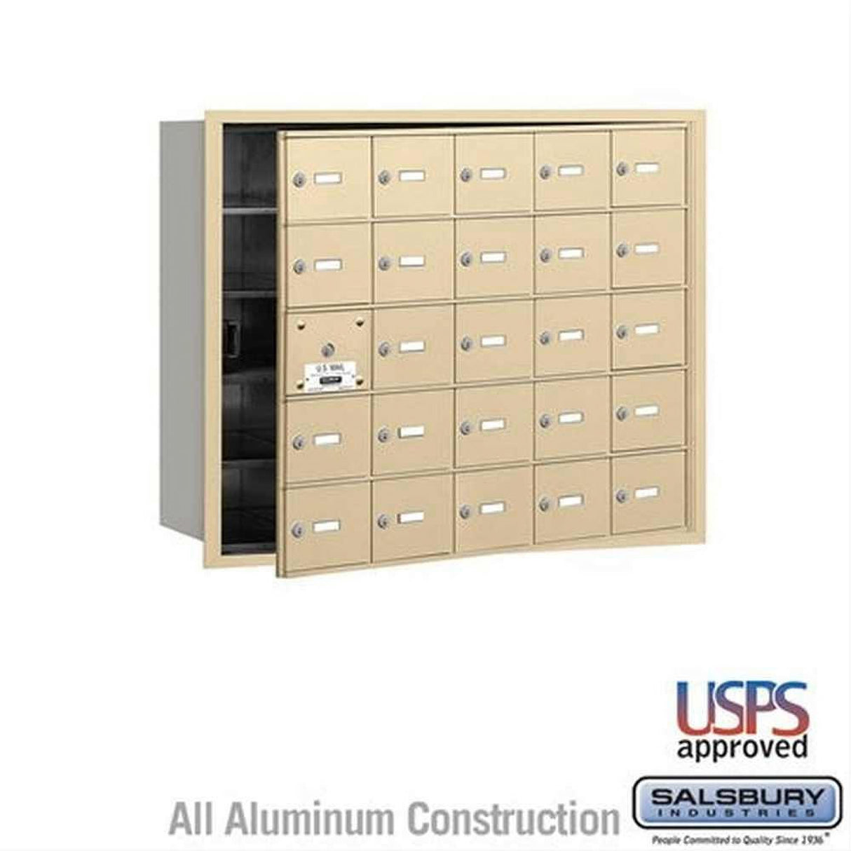 Salsbury Industries 3625SFU 3625-FU 4B+ Horizontal Mailbox 25 A Doors Front Loading USPS Access Sandstone