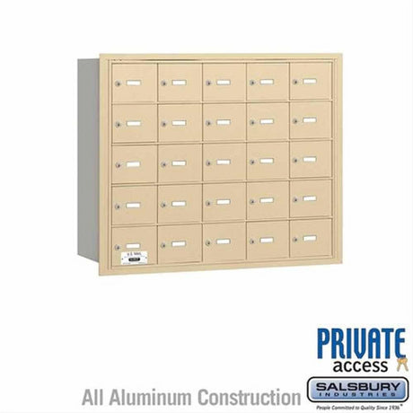 Salsbury Industries 3625SRP 3625-RP 4B+ Horizontal Mailbox 25 A Doors Rear Loading Private Access Sandstone