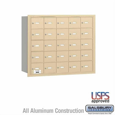 Salsbury Industries 3625SRU 3625-RU 4B+ Horizontal Mailbox 25 A Doors Rear Loading USPS Access Sandstone