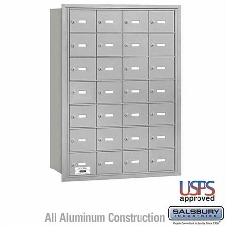 Salsbury Industries 3628ARU 3628-RU 4B+ Horizontal Mailbox 28 A Doors Rear Loading USPS Access Aluminum