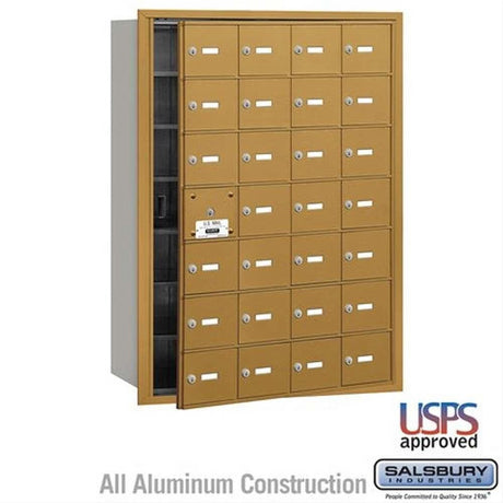 Salsbury Industries 3628GFU 3628-FU 4B+ Horizontal Mailbox 28 A Doors Front Loading USPS Access Gold