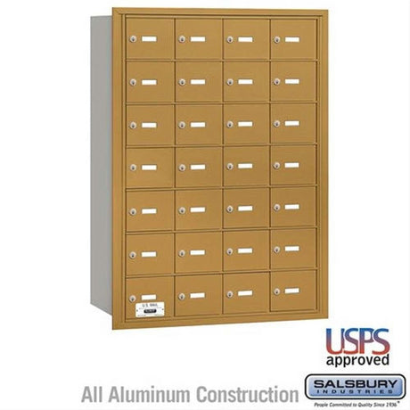 Salsbury Industries 3628GRU 3628-RU 4B+ Horizontal Mailbox 28 A Doors Rear Loading USPS Access Gold