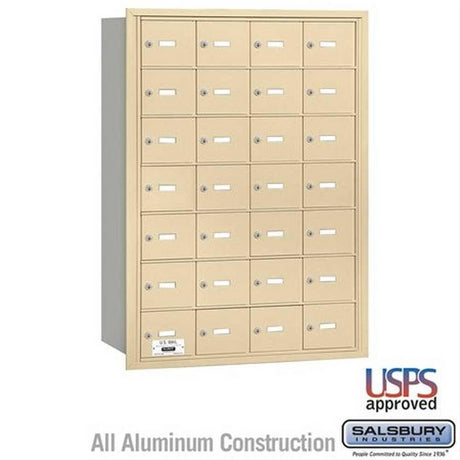 Salsbury Industries 3628SRU 3628-RU 4B+ Horizontal Mailbox 28 A Doors Rear Loading USPS Access Sandstone