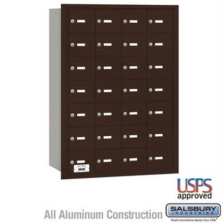Salsbury Industries 3628ZRU 3628-RU 4B+ Horizontal Mailbox 28 A Doors Rear Loading USPS Access Bronze
