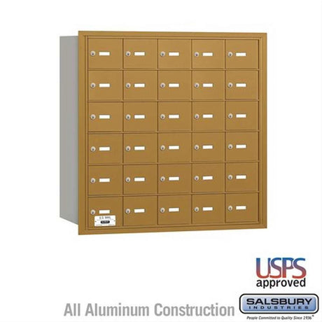 Salsbury Industries 3630GRU 3630-RU 4B+ Horizontal Mailbox 30 A Doors Rear Loading USPS Access Gold