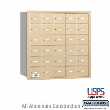 Salsbury Industries 3630SRU 3630-RU 4B+ Horizontal Mailbox 30 A Doors Rear Loading USPS Access Sandstone