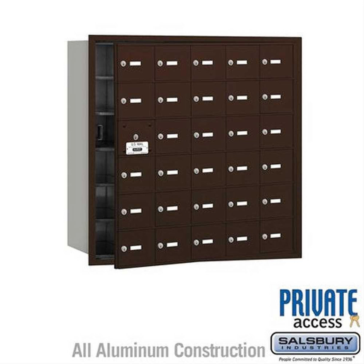 Salsbury Industries 3630ZFP 3630-FP 4B+ Horizontal Mailbox 30 A Doors Front Loading Private Access Bronze