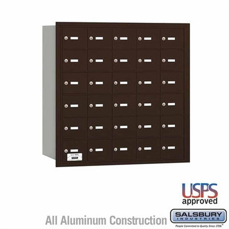 Salsbury Industries 3630ZRU 3630-RU 4B+ Horizontal Mailbox 30 A Doors Rear Loading USPS Access Bronze
