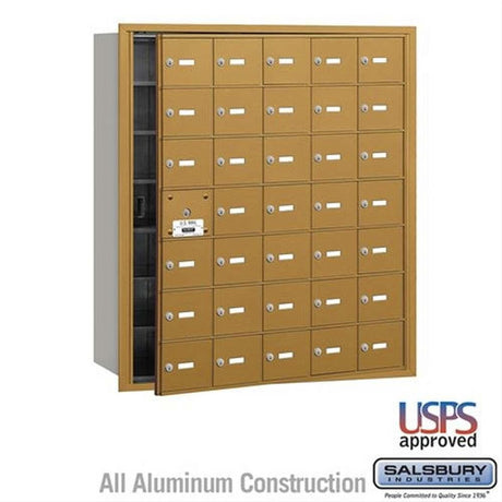 Salsbury Industries 3635GFU 3635-FU 4B+ Horizontal Mailbox 35 A Doors Front Loading USPS Access Gold