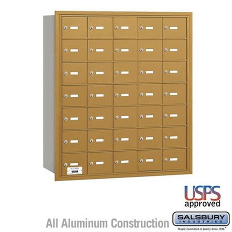 Salsbury Industries 3635GRU 3635-RU 4B+ Horizontal Mailbox 35 A Doors Rear Loading USPS Access Gold
