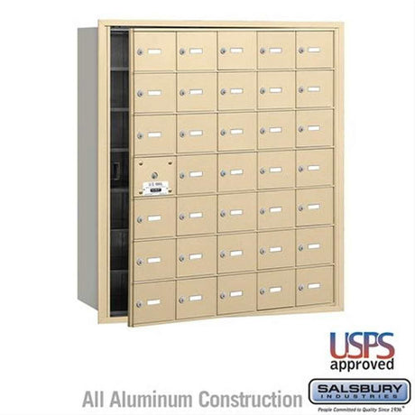 Salsbury Industries 3635SFU 3635-FU 4B+ Horizontal Mailbox 35 A Doors Front Loading USPS Access Sandstone