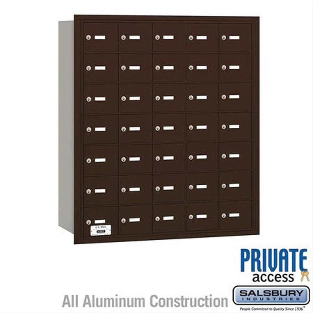 Salsbury Industries 3635ZRP 3635-RP 4B+ Horizontal Mailbox 35 A Doors Rear Loading Private Access Bronze