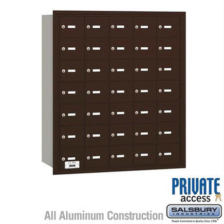 Salsbury Industries 3635ZRP 3635-RP 4B+ Horizontal Mailbox 35 A Doors Rear Loading Private Access Bronze