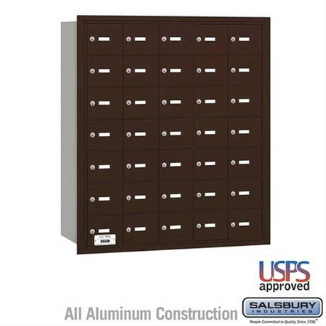 Salsbury Industries 3635ZRU 3635-RU 4B+ Horizontal Mailbox 35 A Doors Rear Loading USPS Access Bronze