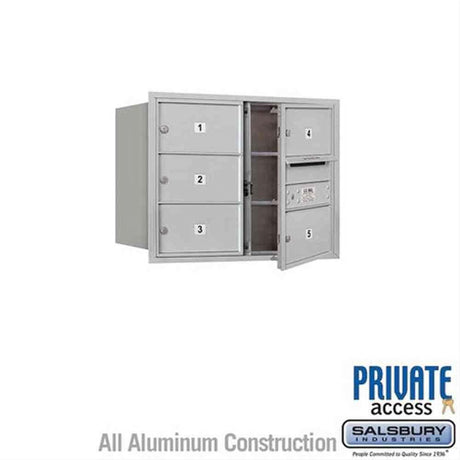 Salsbury Industries 3706D-05AFP-05-FP 4C Horizontal Mailbox 6 Door High Front Loading Private Access Aluminum