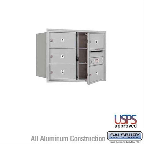 Salsbury Industries 3706D-05AFU-05-FU 4C Horizontal Mailbox 6 Door High Front Loading USPS Access Aluminum