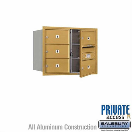 Salsbury Industries 3706D-05GFP-05-FP 4C Horizontal Mailbox 6 Door High Front Loading Private Access Gold