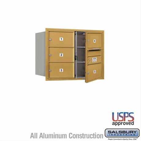 Salsbury Industries 3706D-05GFU-05-FU 4C Horizontal Mailbox 6 Door High Front Loading USPS Access Gold