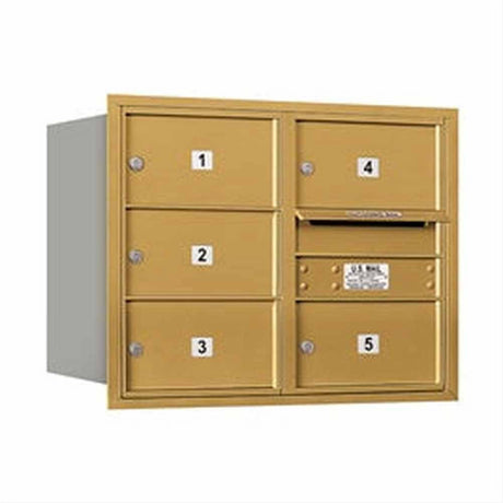 Salsbury Industries 3706D-05GRP-05-RP 4C Horizontal Mailbox 6 Door High Rear Loading Private Access Gold