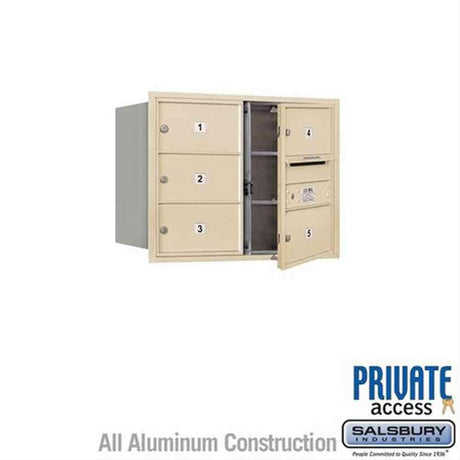 Salsbury Industries 3706D-05SFP-05-FP 4C Horizontal Mailbox 6 Door High Front Loading Private Access Sandstone