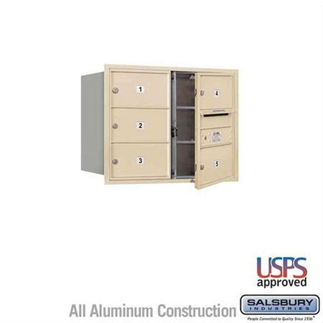 Salsbury Industries 3706D-05SFU-05-FU 4C Horizontal Mailbox 6 Door High Front Loading USPS Access Sandstone