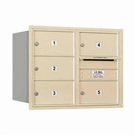 Salsbury Industries 3706D-05SRP-05-RP 4C Horizontal Mailbox 6 Door High Rear Loading Private Access Sandstone