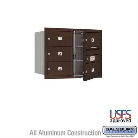 Salsbury Industries 3706D-05ZFU-05-FU 4C Horizontal Mailbox 6 Door High Front Loading USPS Access Bronze