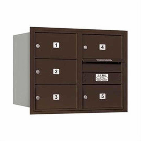 Salsbury Industries 3706D-05ZRP-05-RP 4C Horizontal Mailbox 6 Door High Rear Loading Private Access Bronze