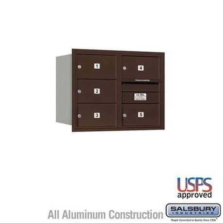 Salsbury Industries 3706D-05ZRU-05-RU 4C Horizontal Mailbox 6 Door High Rear Loading USPS Access Bronze