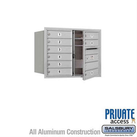 Salsbury Industries 3706D-09AFP-09-FP 4C Horizontal Mailbox 6 Door High Front Loading Private Access Aluminum