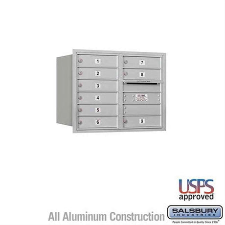 Salsbury Industries 3706D-09ARU-09-RU 4C Horizontal Mailbox 6 Door High Rear Loading USPS Access Aluminum