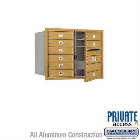 Salsbury Industries 3706D-09GFP-09-FP 4C Horizontal Mailbox 6 Door High Front Loading Private Access Gold